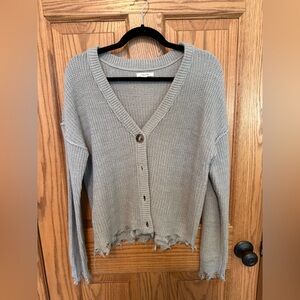 Maurices Solid Ripped Hem Long Sleeve Cardigan